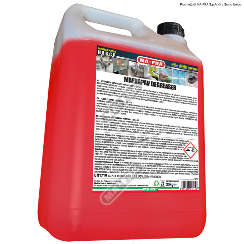 Hóa chất tẩy rửa sàn MAFRAPAV DEGREASER 5 KG (Chuyên dầu mỡ)