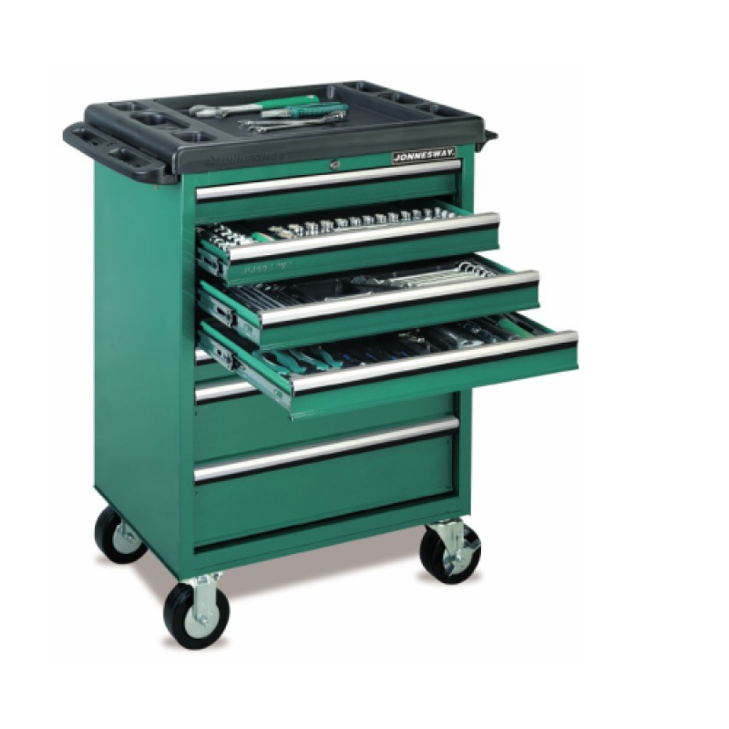 Tủ dụng cụ 7 ngăn, 136 chi tiết (màu xanh lá cây)