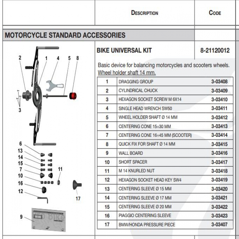 Bộ kit gá cho lazang - Phụ kiện dùng cho máy cân bằng lốp